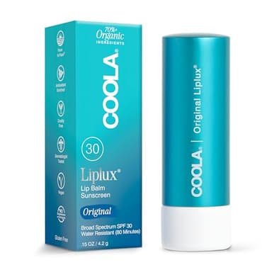 COOLA Organic Liplux Lip Balm and Sunscreen with SPF 30, Dermatologist Tested Lip Care for Daily Protection, Vegan and Gluten Free, 0.15 Oz