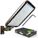 Glitgate 300W LED Parking Lot Light 45000LM 5000K Adjustable Arm Mount Street Light with Dusk to Dawn Photocell, 100-277V IP65 Outdoor Waterproof Commercial Area Lighting