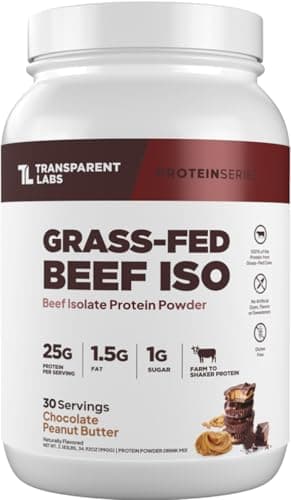 Transparent Labs Grass-Fed Beef Isolate Protein Powder – Naturally Flavored, Dairy-Free Protein with 25g of Protein per Serving for Increased Recovery & Strength - 30 Servings, Chocolate Peanut Butter
