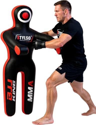 Unfilled Grappling Dummy – Adult Life Size Wrestling & BJJ Training Dummy, MMA Jiu Jitsu Judo Takedown & Throwing Practice, Heavy-Duty Triple-Stitched Canvas Submission Dummy (Black, 5ft / 60")