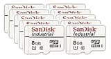 SanDisk Industrial 8GB Micro SD Memory Card Class 10 UHS-I MicroSDHC (Bulk 10 Pack) in Cases (SDSDQAF3-008G-I) Bundle with (1) Everything But Stromboli Card Reader