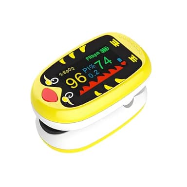 Kids Pulse Oximeter – Pediatric Pulse Oximeter for Children and Infants, Cute Mini Portable Oxygen Monitor Fingertip with OLED Display, Baby Oxygen Monitor for Home and Travel, USB-C Rechargeable Design-yellow