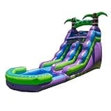HeroKiddo 16’ Purple Tropical Lightweight Premium Commercial Grade Water Slide Inflatable with Attached Pool for Kids and Adults (with Blower), Wet Dry Use, Summer Fun