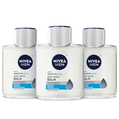 NIVEA MEN Sensitive Cool Post Shave Balm, Enriched with Chamomile and Seaweed Extracts, Alcohol Free After Shave Balm for Men, 3.3 Fl Oz Bottle, Pack of 3