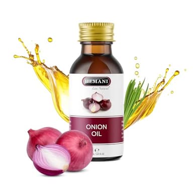 Hemani Onion Hair Oil 30mL, Cold Pressed Red Onion Scalp Treatment with Dropper, Halal, Mineral Oil Free, 1 Fl Oz Bottle