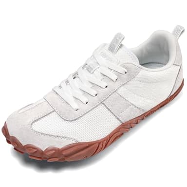 UBFEN Sneakers Barefoot Shoes for Womens Mens Minimalist Trail Running Hiking Comfortable Walking White Size US 6 Women/4 Men
