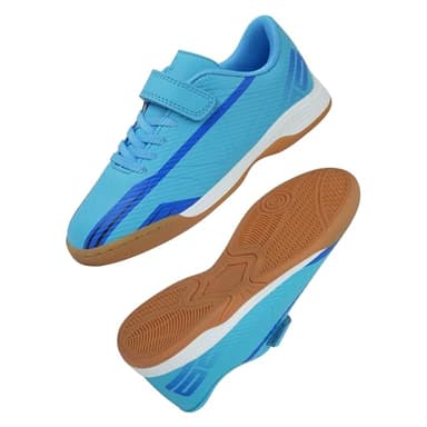 brooman Kids Indoor Soccer Shoes Boys Girls Futsal Soccer Sneakers (2,Blue)