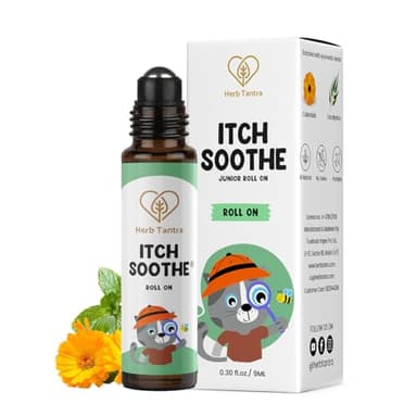 Herb Tantra Itch Soothe Kids Roll On, Natural Fast Anti Itch Bug Bite Relief After Mosquito, Bee Sting, Camping & Travel Essential Stick, Contains Chamomile & Calendula Oil