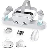 Smatree Charging Dock Compatible for Meta Quest 3S/Quest 3,Charge Controllers and Headset Simultaneously, VR Charging Station with LED Light, with 2 Rechargeable Controller Batteries(NO Adapter)