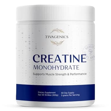 TIVAGENICS Pure Creatine Monohydrate Powder 300g – Micronized Supplements 5g Serving for Support Muscle Growth & Health | Unflavored Creatine for Men & Women LabTested Vegan-Friendly 60 Days Supply