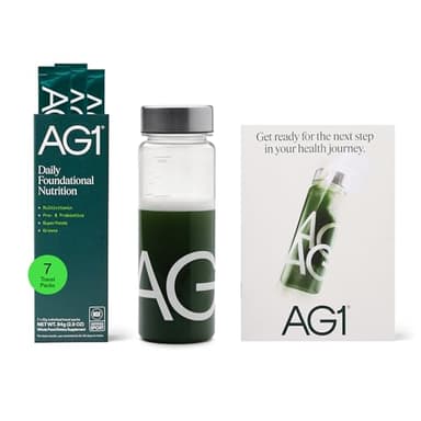 AG1 Athletic Greens 7-Day Starter Kit – All-in-One Greens Powder with Multivitamin, Probiotics, Superfoods – Includes 7 Travel Packs, BPA-Free Shaker & Habit-Building Journal