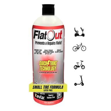 QuickStrike Tire Sealant - Small Tire/Bicycle Formula - New Formula - Prevents Flat Tires - Seals Leaks - Contains Kevlar - Tubeless Tire Sealant - 32 Ounce Bottle