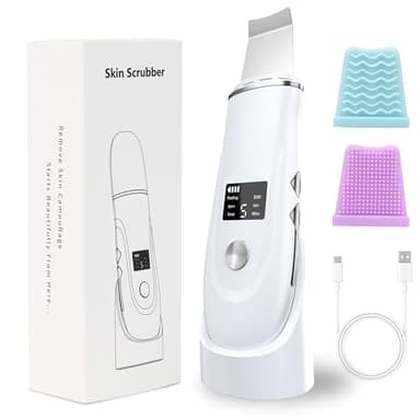 Face Scrubber Skin Spatula - Blackhead Remover Deep Cleansing Tool for Pore Extraction, 4-in-1 Fast Charging Dock Blackhead Remover Face Spatula for Facial Skincare Women Gift (White)