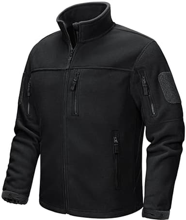 CRYSULLY Hunting Clothes for Men Military Tactical Thermal Fleece Jacket Snow Coat Black