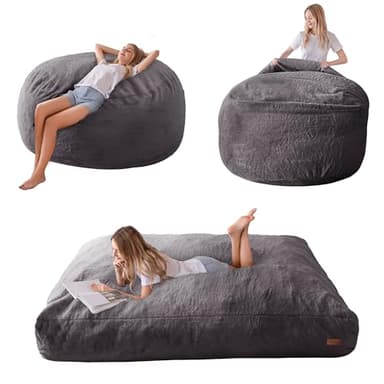 MAXYOYO Giant Bean Bag Chair Bed for Adults, Convertible Beanbag Folds from Lazy Chair to Floor Mattress Bed, Large Floor Sofa Couch, Big Sofa Bed, High-Density Foam Filling, Machine Washable