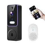 ClipBlur 1080p Wireless Video Doorbell Camera with Chime, Color Night Vision, 2-Way Talk, AI Human Detection and Instant Alerts, 2.4G WiFi, Cloud Storage Service, Battery Powered