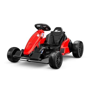 24V Electric Go Kart, Kids Drift Kart with Dual 85W Motors, 11.2 MPH & 60+ Min Ride Time, Adjustable Seat & 5-Point Seat Belt for Ages 6-12, 150 LBS Max Load (Red)