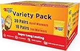 Hand & Toe Warmers - Variety Pack, 30 Pairs Hand Warmers, 10 Pairs Toe Warmers with Adhesive - Safe, Easy, All Natural - Air Activated, Body, Hands & Toes -Odorless Hot Hand & Toe Warmer - Sport Temp