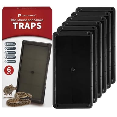 LULUCATCH Super Glue Traps 6 Pack for Mice & Snakes, Larger, Heavier Sticky Traps with Non-Toxic Glue. Sticky Mouse Traps Indoor, Easy to Set, Pet Safe Pest Control