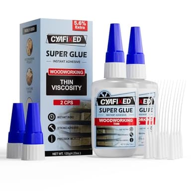 CYAFIXED Professional Grade Cyanoacrylate Super Glue, Super Thin Viscosity CA Glue for Woodworking, 4 oz. Value Pack - Instant Adhesive for Woodturning, Pen Turning, Finish & Hobby