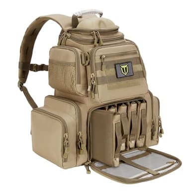 TIDEWE Tactical Range Backpack Bag for Gun and Ammo with Pistol Case (Khaki)