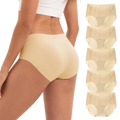 INNERSY Women's Seamless Underwear No Show Invisible Lightweight Hipster Panties 5-Pack(Nude,Medium)