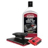 Weiman Glass Cooktop Cleaner Kit - Remove Burned on Food, Grease & Grime and Polish Stovetop, Ceramic & Induction, Streak Free, Cleaning Supplies, 20 Oz, Scrubbing Pad, Razor Scraper