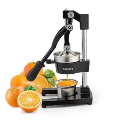 Cast Iron manual juicer, Hand Citrus juicer press, Orange Lemon Squeezer,Heavy Duty Manual Juicer,Commercial Grade,Countertop Extactor for Fruit Juice -Stainless Steel,Easy to Clean Black