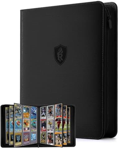RELAEHIH 9 Pocket Top Loader Binder-Trading Card Binder with Zipper Double-Sided Premium 288 Toploaders for TCG, MTG, Sport Cards (Black)