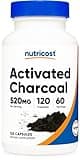 Nutricost Activated Charcoal 520mg, 120 Capsules - Premium Powder, Non-GMO & Gluten Free