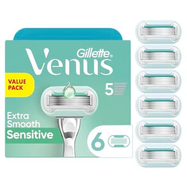 Gillette Venus Extra Smooth Sensitive Womens Razor Blade Refills, 6 Count, Designed for Women with Sensitive Skin, Holiday Gifts for Women
