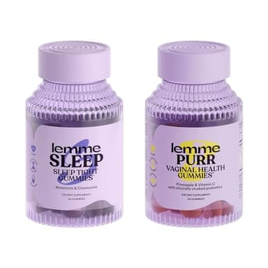 Lemme Sleep & Purr Bundle - Sleep Gummies, a Drug-Free Nighttime Aid & Purr Vaginal Probiotic Gummies for Women - Gluten Free, Gelatin Free, Non-GMO - 60 Count Each