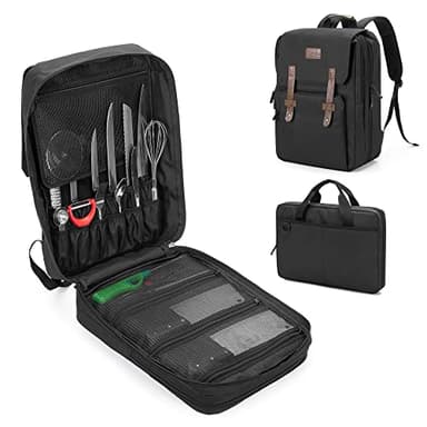 samdew Large Chef Backpack & Knife Bag, Knife Backpack and Chef Bag with Lock Hole, Knife Carrier Chef Utensil Case with Multiple Pockets & Slots for Kitchenware, Patent Design (Knife Not Included)