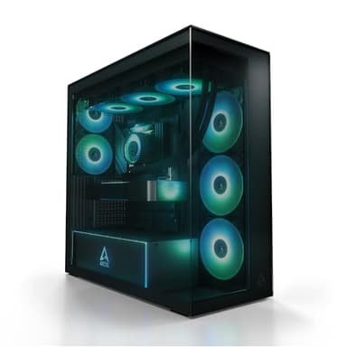 ARCTIC Xtender (Black) - PC Case, Tempered Panorama Glass, 2 x 420 mm Radiator Support, Full Tower, Big Tower, E-ATX, 5X A-RGB Fans pre-Mounted - Black