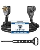 DEWENWILS 50 Amp RV Extension Cord 10 Feet, 125/250VAC 12500W Heavy Duty EV Power Cord, NEMA 14-50P to 14-50R 6/3+8/1 Copper Wire, STW Outdoor Waterproof Power Cable, for RV, EV, Camper, ETL Listed