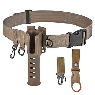 Fishing Wading Belt Rod Holder Adjustable Wader Waist Belt for Fly Surf Casting Spinning Pole Fishing Tool Tackle (Khaki)