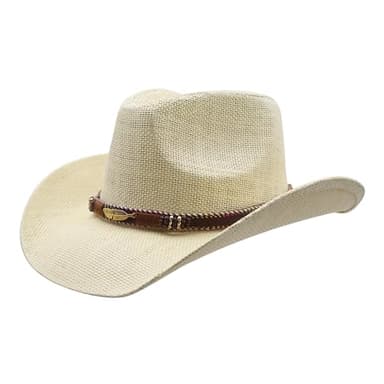 SAJUZEN Men & Women's Straw Cowboy Hat with Wide Brim Cowgirl Hat Sun hat