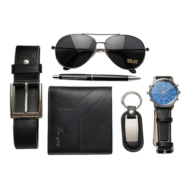 The CXLZENGH 6-Piece Luxury Gift Set for Men - Belt, Wallet, Watch, Pen, Key Chain, and Glasses - Birthday/Christmas/Father's Day Gift for Dad, Husband, or Boyfriend ( Classic Black)