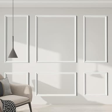 PALMPOP Peel and Stick Wall Molding Kit of 6 Frames,Premade Accent Wainscoting Panels, Ready to Molding Trim for Living Room Bedroom Corridor Home Interior Wall Panel Decor (50x40in)