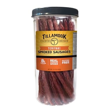 Tillamook Country Smoker Real Hardwood Smoked Sausages, Teriyaki, 15.2 Ounce Tall Jar, 20 Count