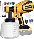 Cordless Paint Sprayer for Dewalt 20V MAX Battery Electric Spray Paint Gun with High Capacity Container Easy to Clean for House Painting Yellow(Not Include Battery)