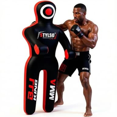 Unfilled Grappling Dummy – Adult Life Size Wrestling & BJJ Training Dummy, MMA Jiu Jitsu Judo Takedown & Throwing Practice, Heavy-Duty Triple-Stitched Canvas Submission Dummy (Black, 6ft / 72")