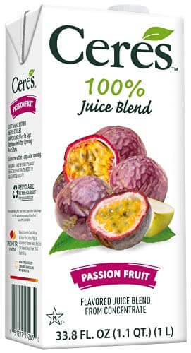 Ceres 100% All Natural Pure Fruit Juice Blend, Passion Fruit - Gluten Free, Rich in Vitamin C, No Added Sugar or Preservatives, Cholesterol Free - 33.8 FL OZ (Pack of 1)