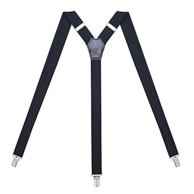 Action Ward Womens Suspenders – Y Back Style – 1" Width - Comfortably Adjustable Elastic Straps and Metal Clips (Black)