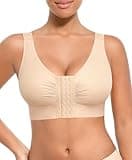 FeelinGirl Post Surgical Bra Front Closure Breast Augmentation Post Op Bra with Adjustable Straps Skin L