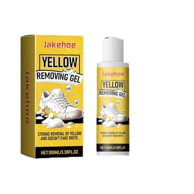 ZiopGTob White Shoe Cleaning Gel Kit – Sneaker Sole Whitener & Yellow Stain Remover for Rubber, Canvas & Leather – All-in-One Care Set with 100ml Gel, Brush, Gloves & Masking Tape