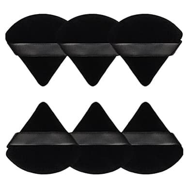 Pimoys 6 Pcs Powder Puff, Face Soft Triangle Makeup Puff Velour Makeup Sponge for Loose Powder (Black)