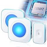 Wireless Doorbell Plug in 1200feet wireless door bell Battery Operated Doorbell Button with Flashing Light 36 Melodies 4 Volume 2 Receivers 1 Touch Button White FUHONGRUI