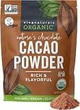 Viva Naturals Organic Cacao Powder, 1lb - Unsweetened Cacao Powder With Rich Dark Chocolate Flavor, Perfect for Baking & Smoothies, Non-GMO, Certified Vegan & Gluten-Free, 454 g