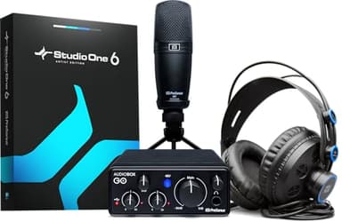 PreSonus AudioBox Go Creator Complete Studio Recording Bundle with USB Audio 96K Interface, Condenser Microphone, Professional Monitoring Headphones, and Studio One Pro DAW Software